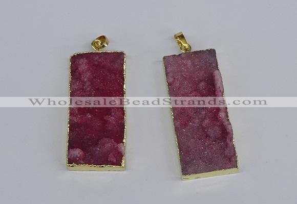 NGP3955 20*50mm - 25*45mm rectangle druzy agate gemstone pendants