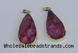 NGP3975 20*40mm - 25*50mm flat teardrop druzy agate pendants