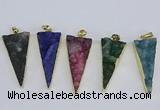 NGP3990 20*48mm - 25*50mm triangle druzy agate pendants wholesale