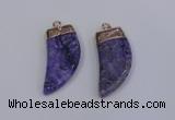 NGP4002 15*30mm - 16*35mm horn druzy quartz gemstone pendants