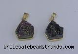 NGP4009 15*16mm freeform druzy quartz gemstone pendants