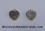 NGP4015 15*15mm heart druzy quartz gemstone pendants