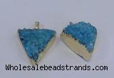 NGP4050 25*30mm – 30*35mm triangle druzy quartz pendants