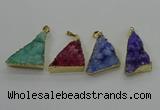 NGP4108 22*35mm - 24*40mm triangle druzy quartz pendants wholesale