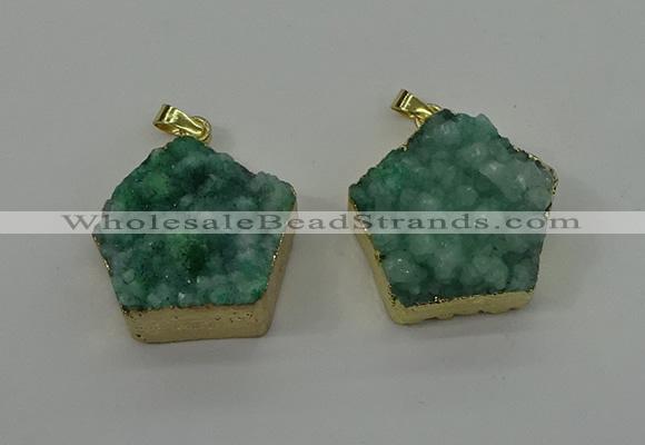 NGP4116 28*28mm - 30*30mm pentagon druzy quartz pendants wholesale