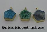 NGP4119 28*28mm - 30*30mm pentagon druzy quartz pendants wholesale