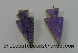 NGP4155 20*45mm - 22*48mm arrowhead druzy quartz pendants