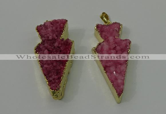 NGP4156 20*45mm - 22*48mm arrowhead druzy quartz pendants