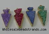 NGP4160 20*45mm - 22*48mm arrowhead druzy quartz pendants