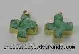 NGP4167 30*32mm cross druzy quartz pendants wholesale