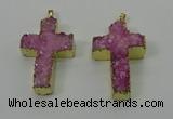 NGP4175 30*48mm - 32*50mm cross druzy quartz pendants wholesale