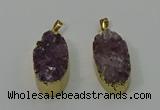 NGP4242 18*35mm oval druzy amethyst pendants wholesale