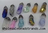 NGP4302 10*30mm - 15*45mmmm nuggets plated quartz pendants