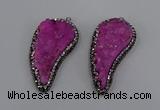 NGP4316 20*40mm - 25*50mm wing-shaped druzy quartz pendants