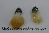 NGP4326 18*35mm - 20*40mm nuggets druzy citrine pendants