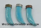 NGP4528 15*55mm - 15*60mm horn blue turquoise pendants wholesale