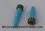 NGP4541 15*52mm bullet-shaped white howlite turquoise pendants