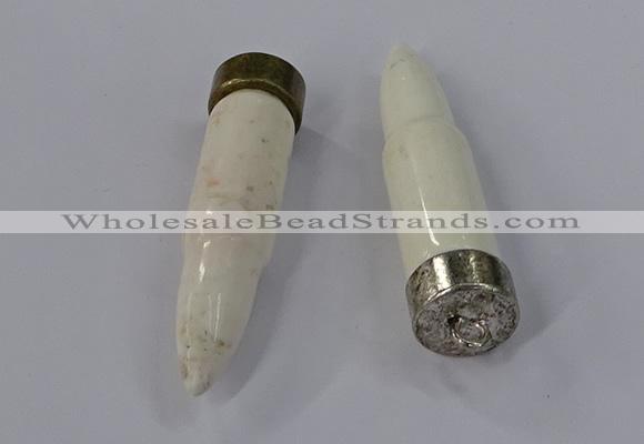 NGP4546 15*56mm bullet-shaped white howlite turquoise pendants