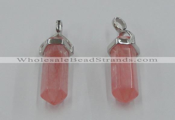 NGP5003 8*30mm sticks cherry quartz gemstone pendants wholesale