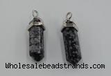 NGP5021 8*30mm sticks snowflake obsidian pendants wholesale