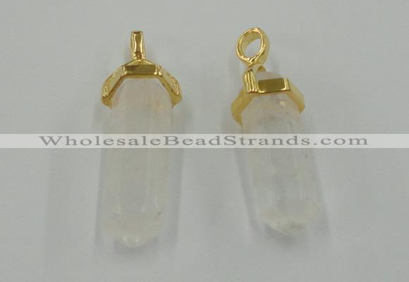 NGP5026 8*30mm sticks white crystal gemstone pendants wholesale