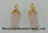 NGP5027 8*30mm sticks rose quartz gemstone pendants wholesale