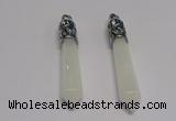 NGP5414 10*65mm sticks white jade gemstone pendants wholesale