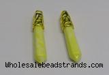 NGP5444 10*65mm sticks lemon jade gemstone pendants wholesale