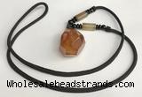 NGP5589 Agate nugget pendant with nylon cord necklace