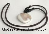 NGP5636 Shell flat teardrop pendant with nylon cord necklace