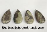 NGP5747 20*40mm flat teardrop rainforest agate pendants