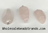 NGP5771 22*48mm - 25*55mm flat teardrop rose quartz pendants