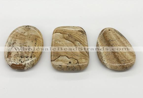 NGP5871 35*55mm freeform picture jasper pendants wholesale