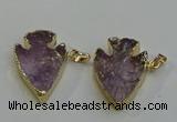 NGP6011 25*30mm - 30*35mm arrowhead amethyst pendants