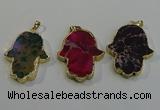 NGP6034 22*40mm - 25*45mm hamsahand sea sediment jasper pendants