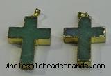 NGP6037 30*40mm - 35*45mm cross green aventurine pendants