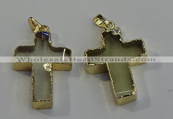 NGP6041 30*40mm - 35*45mm cross lemon quartz pendants