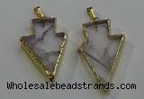 NGP6067 20*40mm - 25*45mm arrowhead white crystal pendants