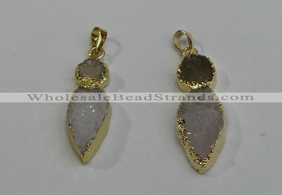 NGP6069 16*40mm - 18*45mm arrowhead druzy agate pendants