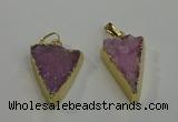 NGP6072 20*25mm - 25*35mm triangle druzy quartz pendants