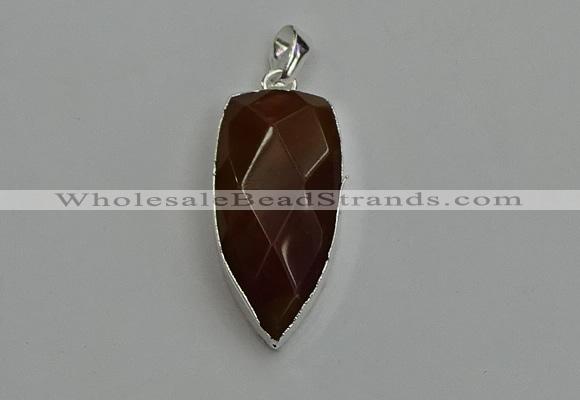 NGP6113 12*35mm - 15*40mm arrowhead red rabbit hair pendants