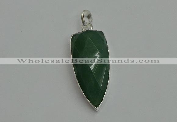 NGP6114 12*35mm - 15*40mm arrowhead green aventurine pendants