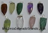 NGP6115 12*35mm - 15*40mm arrowhead mixed gemstone pendants