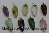 NGP6125 15*40mm arrowhead mixed gemstone pendants wholesale