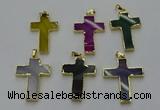 NGP6174 25*40mm - 30*40mm cross agate gemstone pendants