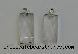 NGP6180 14*30mm - 15*38mm faceted rectangle white crystal pendants