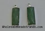 NGP6185 14*30mm - 15*38mm faceted rectangle green aventurine pendants