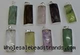 NGP6195 14*30mm - 15*38mm faceted rectangle mixed gemstone pendants