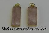 NGP6199 14*30mm - 15*38mm faceted rectangle rose quartz pendants