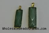 NGP6203 14*30mm - 15*38mm faceted rectangle green aventurine pendants